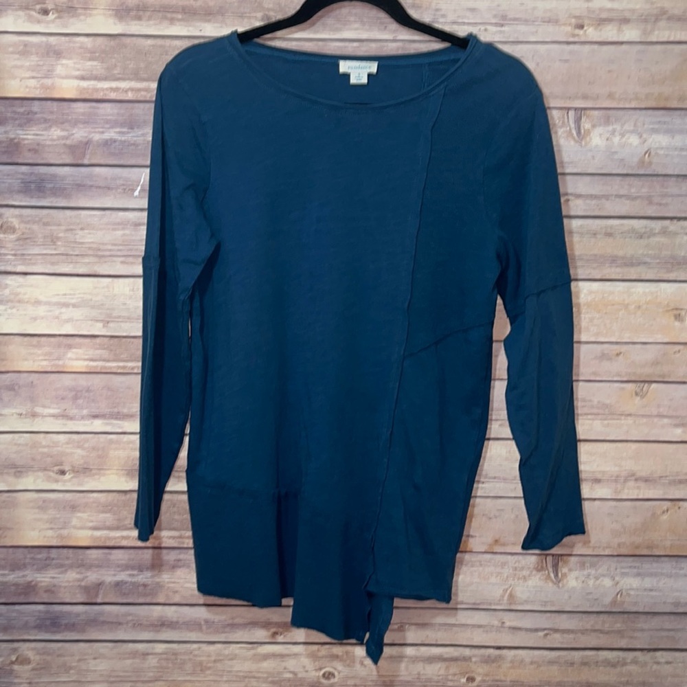 Sundance Teal Long Sleeve Tee 100% Cotton size Small D2